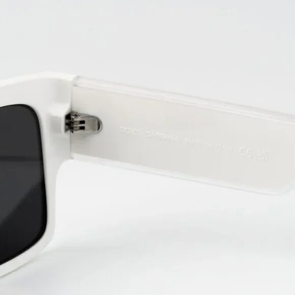 NEW D&G DG6184 331287 White Dark Grey Square Unisex Sunglasses